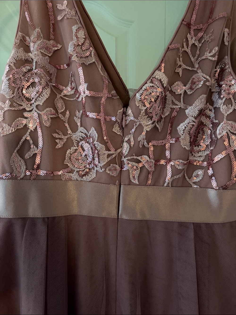 Ever Pretty Dusty Mauve V-Neck High-Low Tulle Dress - Picture 6 of 7